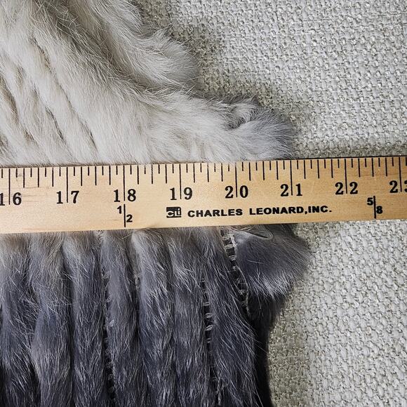 Dolce Cabo Authentic Rabbit Fur and Racoon Fur Ribbed Ombre Vest with fringe XL - Picture 6 of 9